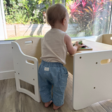 Combination Table & 2 Chairs - White and Varnish