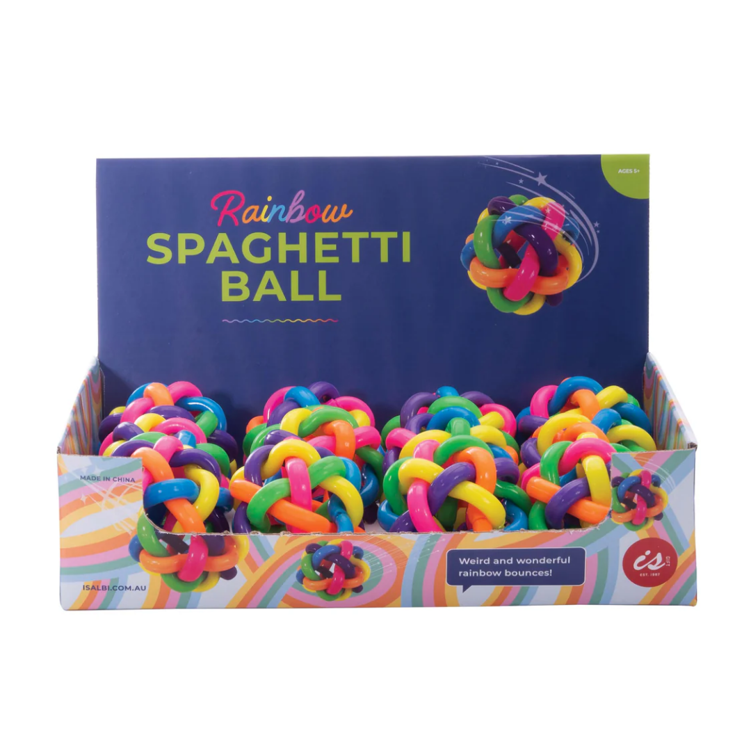 Close-up detail of the Rainbow Spaghetti Ball