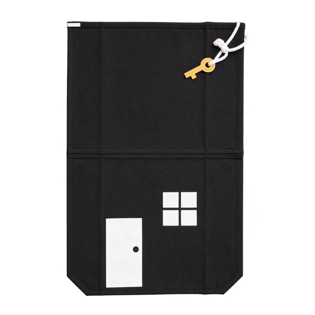 Black Drawstring bag with gold key