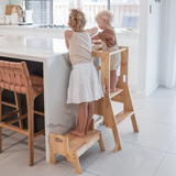 Solid Wood Learning Tower Step Stool 3:1 Combo
