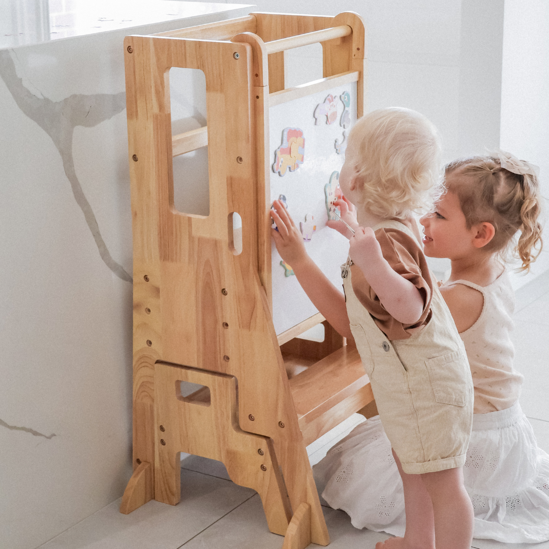 Solid Wood Learning Tower Step Stool 3:1 Combo