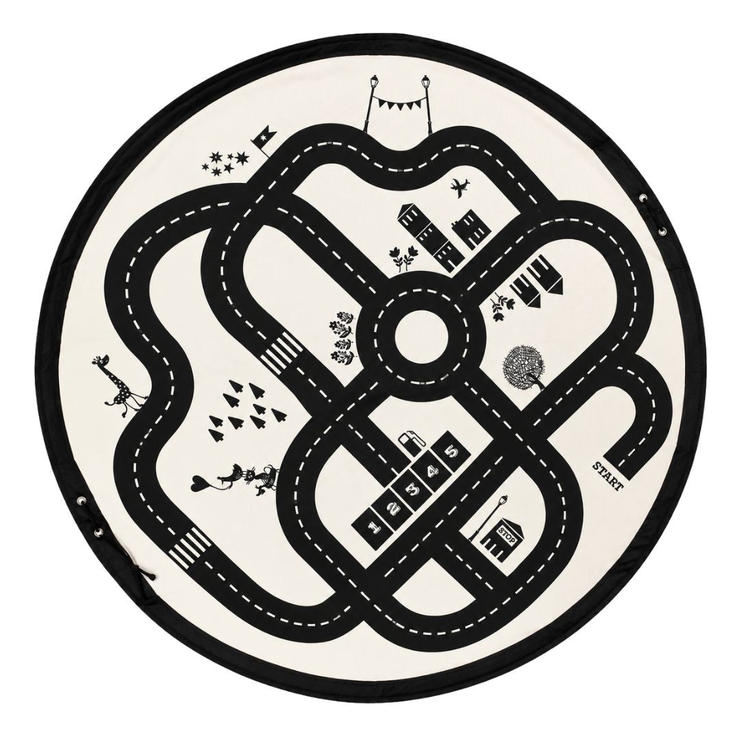 Large Round Road Playmat with drawstring