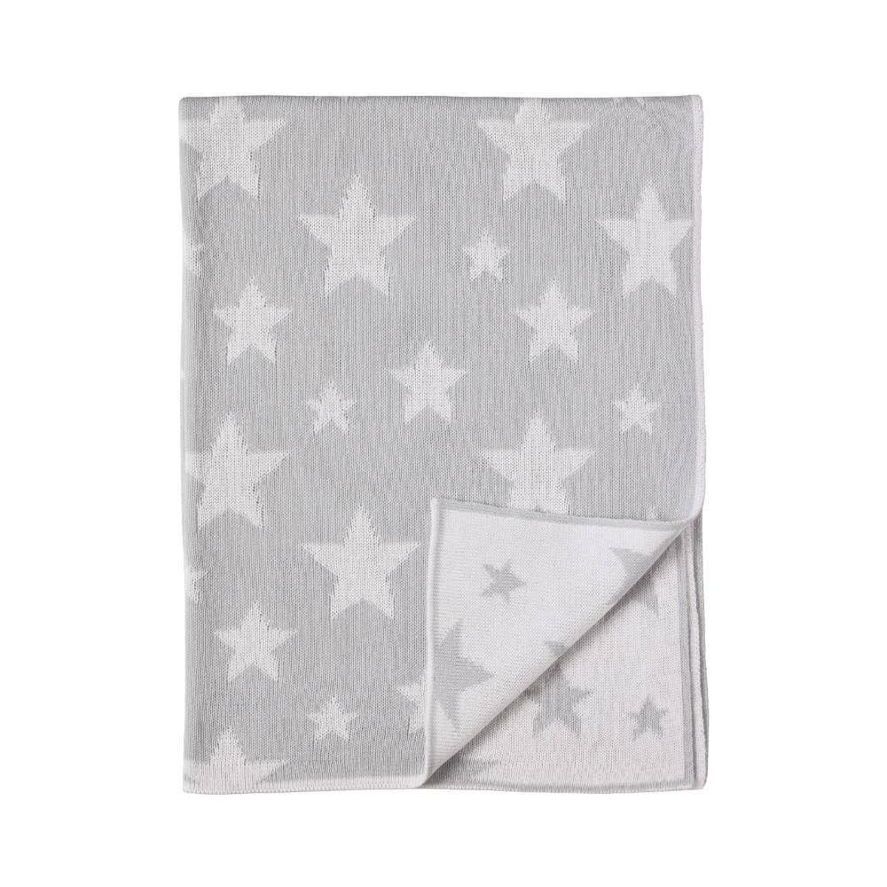 Pram Knitted Blanket - Grey Stars