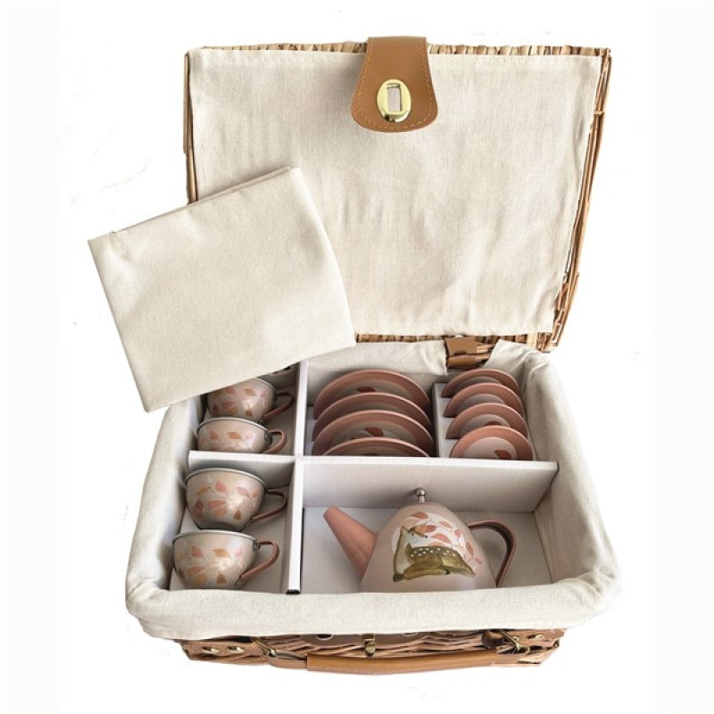 Egmont Tin Tea Set - Fawn in a Wicker Basket