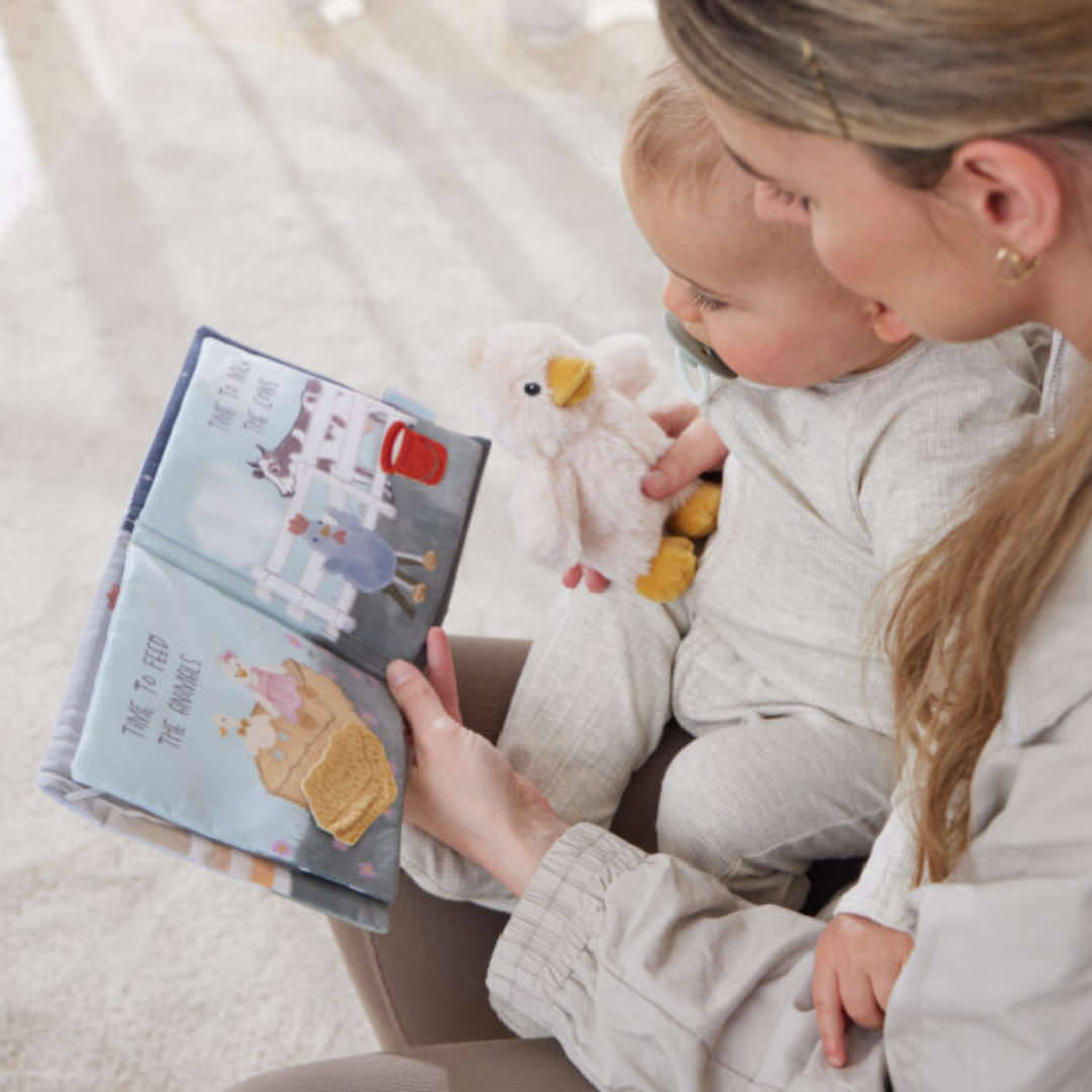Close-up detail of the Fun on the Farm Activity Fabric Book & Toy Set