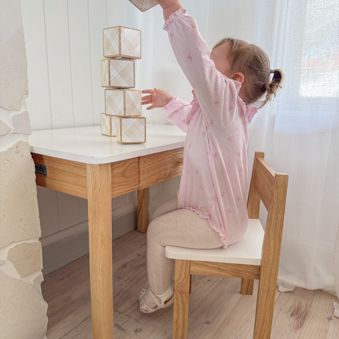 My Monti Study Table Set - White and Varnish