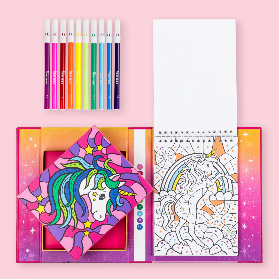 Close-up detail of the Colour by Numbers - Unicorn Dreaming
