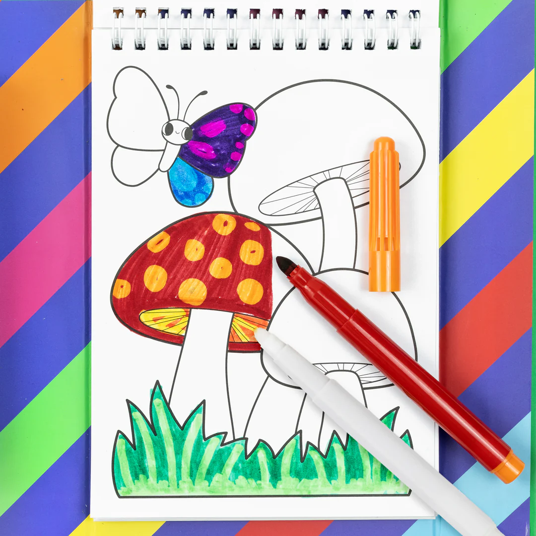 Close-up detail of the Colour Change Colouring Set - Garden Friends
