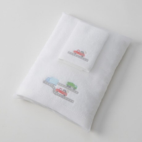 Trucking Along Bath Towel & Face Washer in Organza Bag