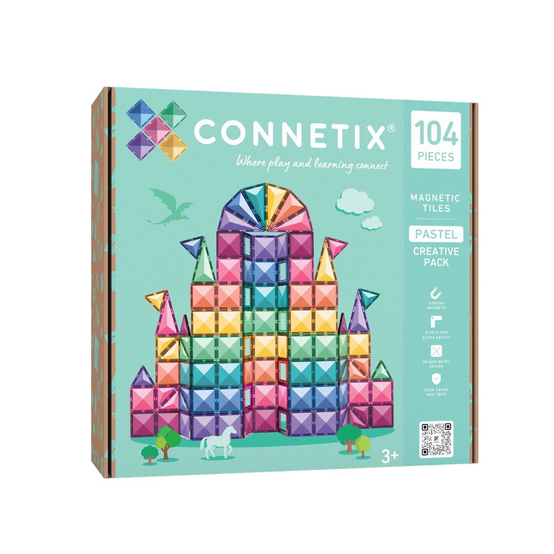 Every piece included in the Connetix 106 pc Pastel Creative Car Bundle