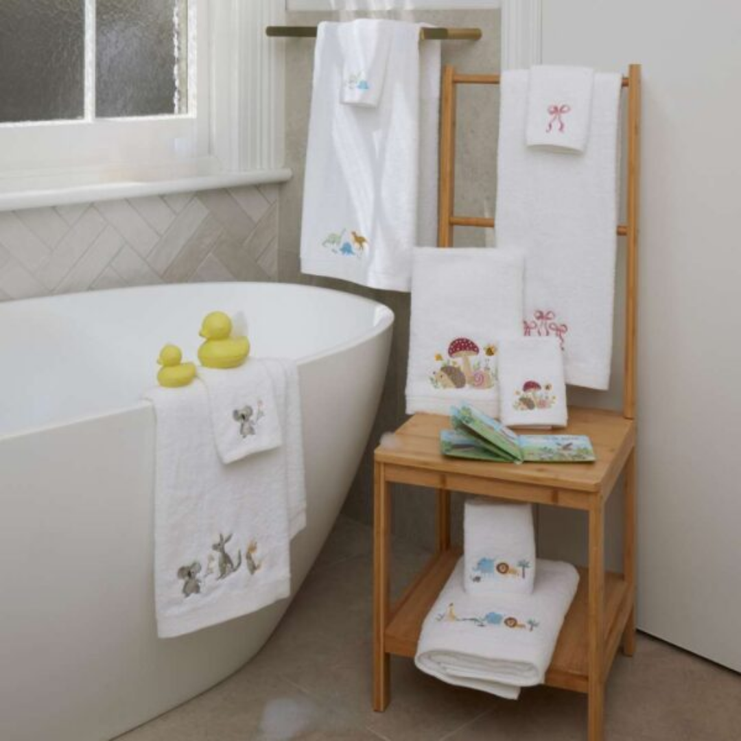 Dallying Dino Bath Towel & Face Washer in Organza Bag