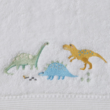 Child with the Dallying Dino Bath Towel & Face Washer in Organza Bag