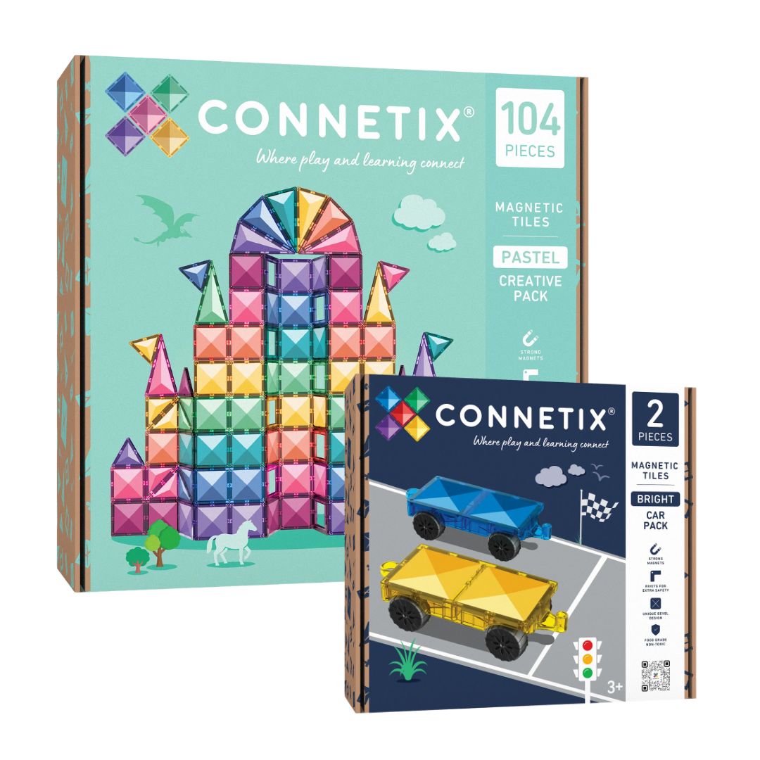 Connetix 106 pc Pastel Creative Car Bundle magnetic tiles