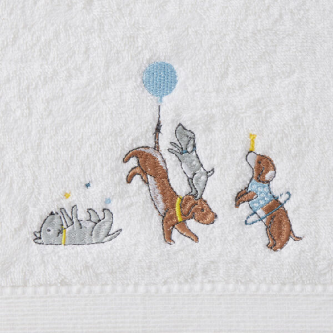 Puppy Play Bath Towel & Face Washer in Organza Bag