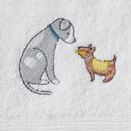 Puppy Play Bath Towel & Face Washer in Organza Bag in use