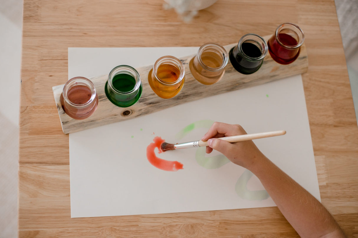 Wooden Paint Pot Holder with jars