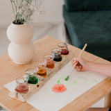 Wooden Paint Pot Holder with jars