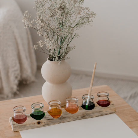 Wooden Paint Pot Holder with jars