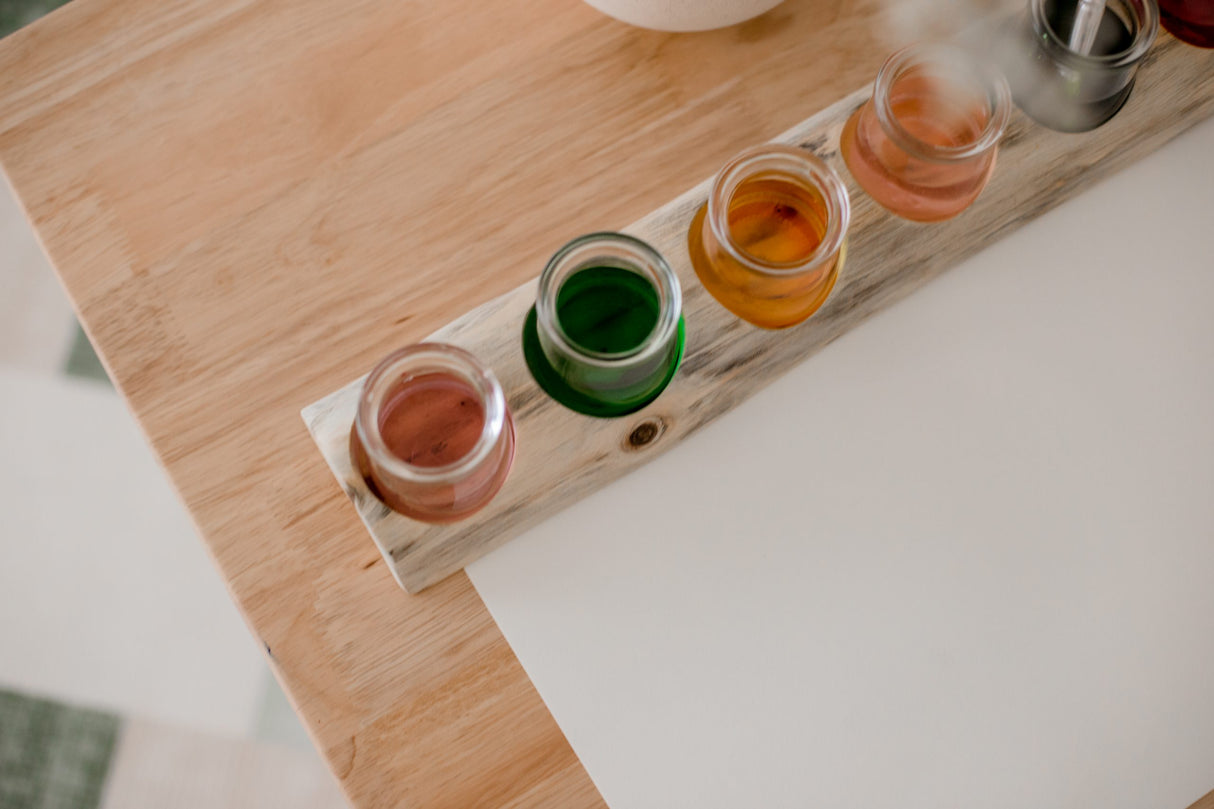 Wooden Paint Pot Holder with jars