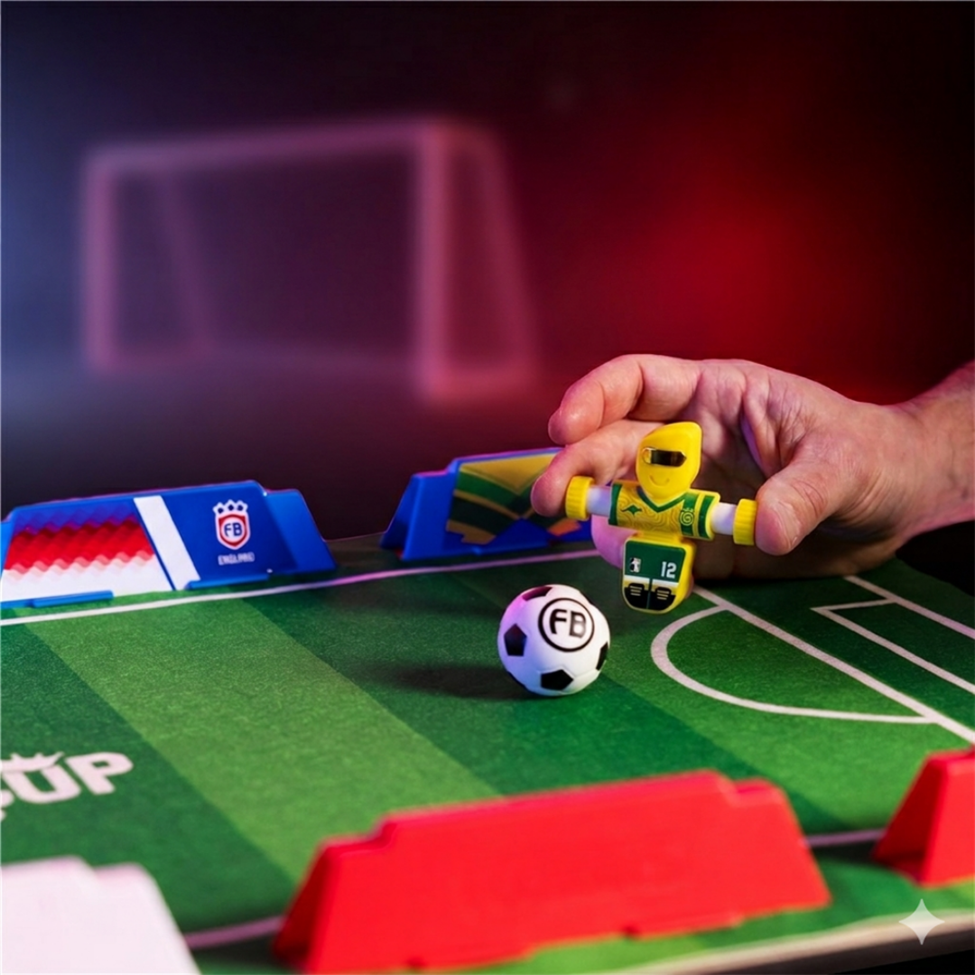 Foosbots Rivals Cup shown in the hand for scale
