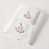 Pink Bunny Bath Towel & Face Washer in Organza Bag