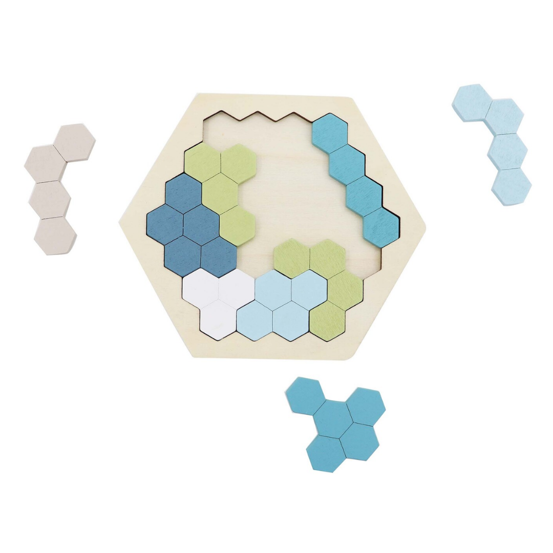 Wooden Hexagon & Pentomino Brainteaser Puzzle