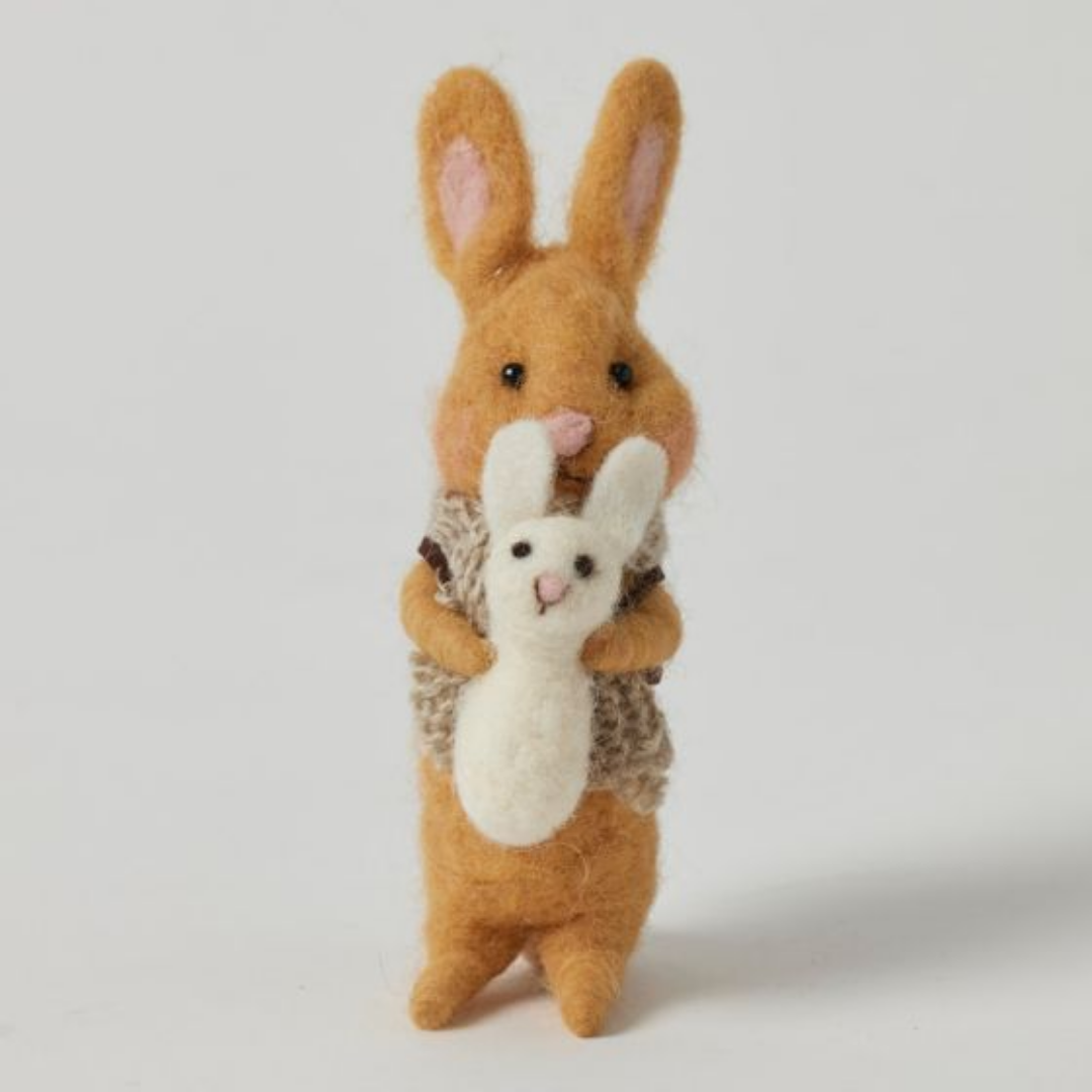 Close-up detail of the Gerty Felt Rabbit