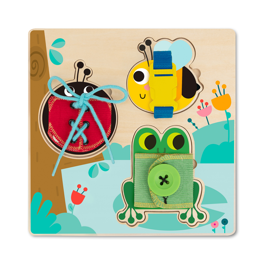 Basic Skills Lacing Buttons Wooden Puzzle Board