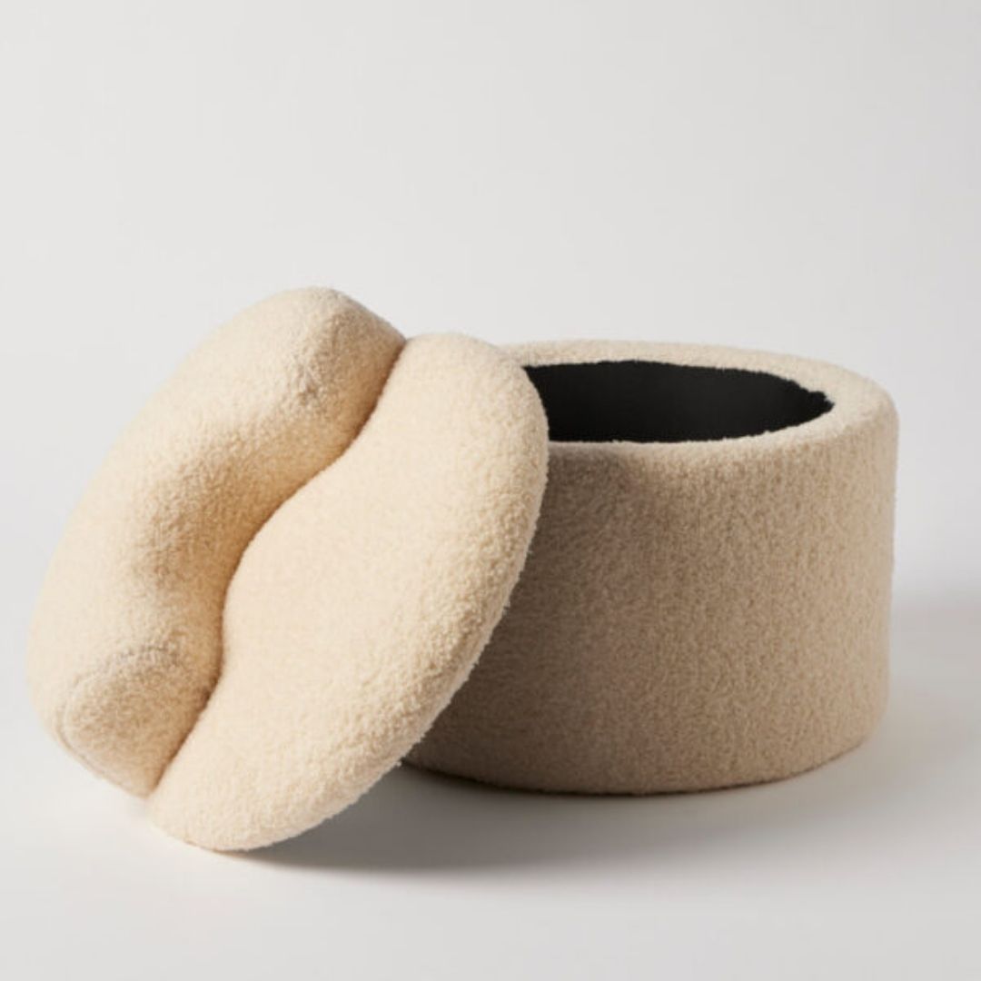 Bouclé Kids Storage Chair in use