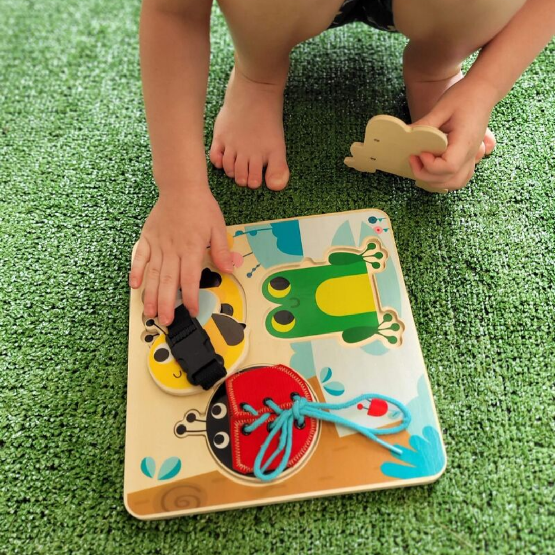 Basic Skills Lacing Buttons Wooden Puzzle Board