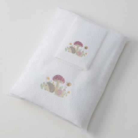 Jiggle & Giggle Mushroom Meadow Bath Towel & Face Washer in Organza Bag