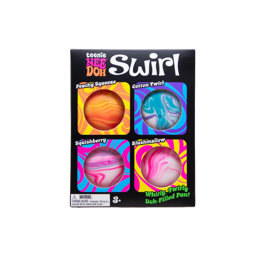 Close-up detail of the Swirl Teenie (4 Pack) NeeDoh sensory toy multi-pack