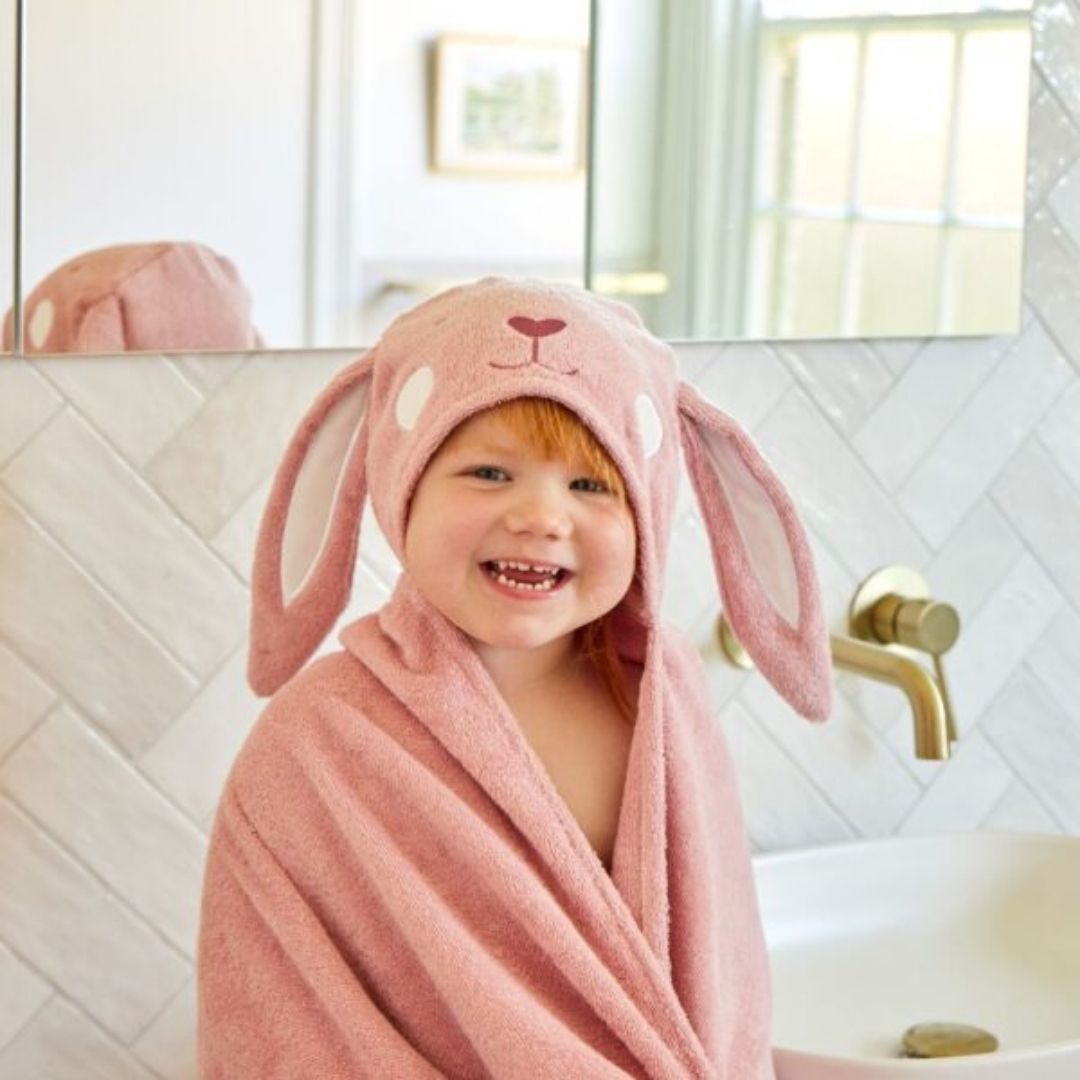 Close-up detail of the Beatrice Bunny Hooded Towel