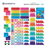 Every piece included in the Connetix Bright Mega Pack 202 pc