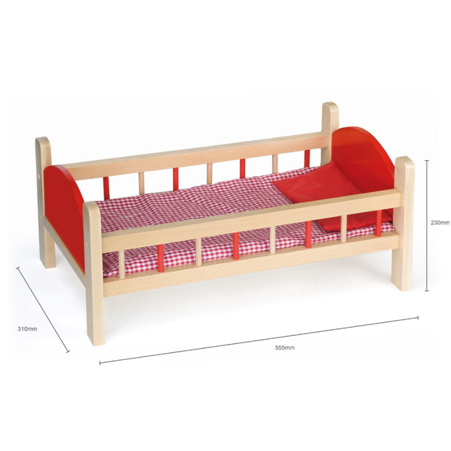 Red Wooden Doll Bed