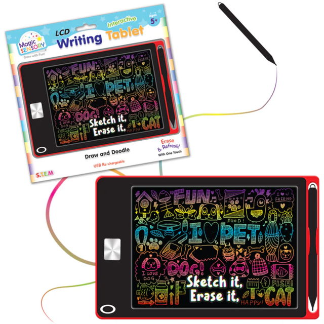 Interactive LCD Writing Tablet - Red Pet (USB Rechargeable)