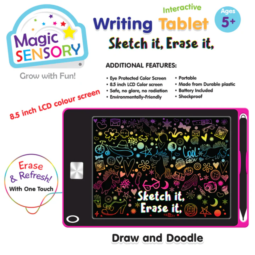 Interactive LCD Writing Tablet - Pink Unicorn (USB Rechargeable)