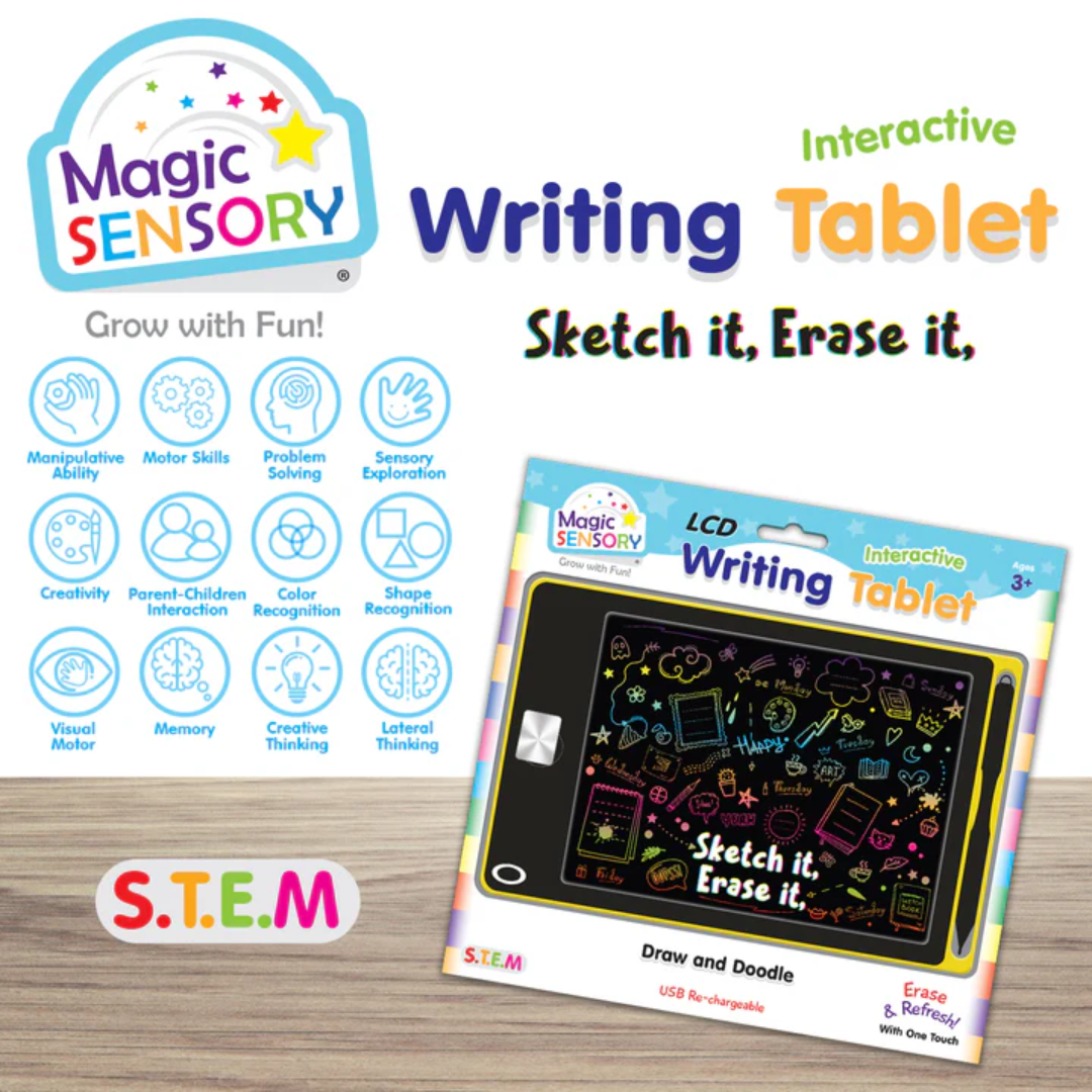 Interactive LCD Writing Tablet - Yellow Doodle (USB Rechargeable)