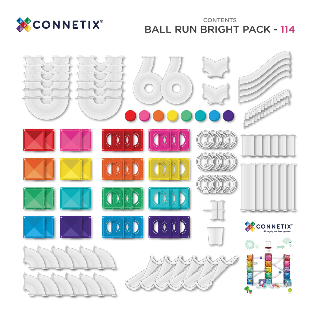 Connetix Ball Run Bright Pack 114 pc magnetic tiles (image 11)