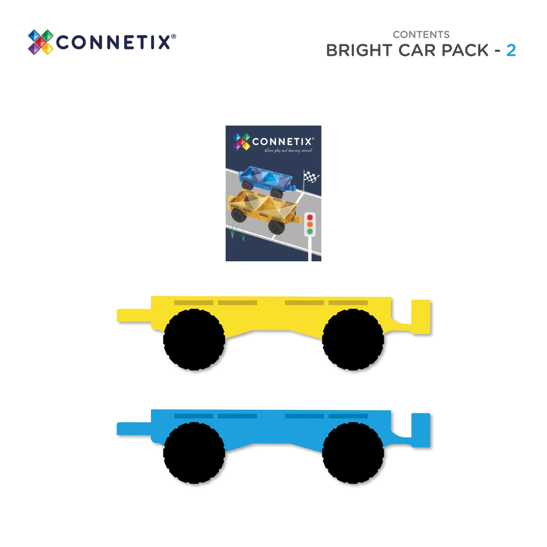 Connetix Bright Car Pack 2 pc shown for scale