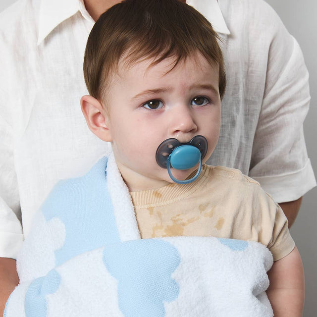 Pram Knitted Blanket - Cloud Whisper / Blue