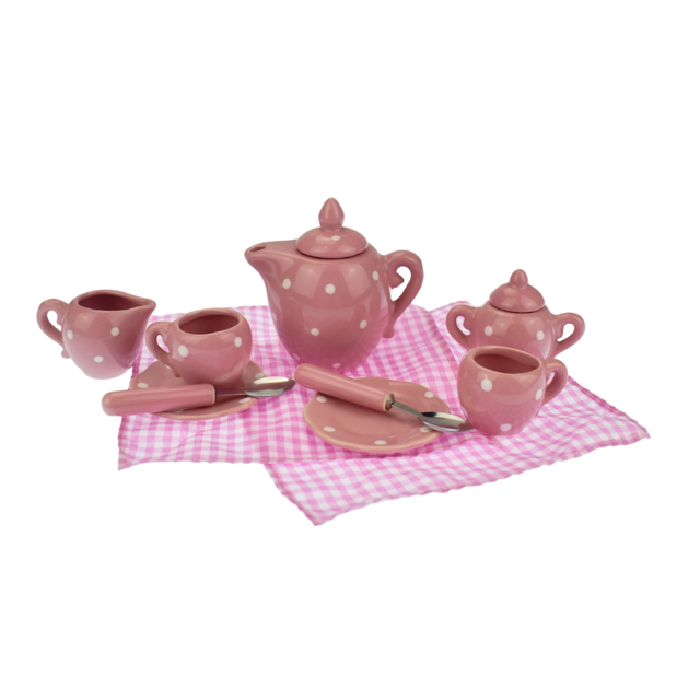 Porcelain Tea Set Pink Polka Dot