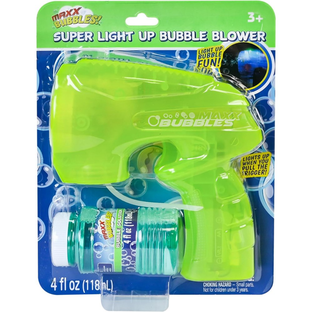 MAXX BUBBLES - BUBBLE BLASTER WITH LIGHT (3 asst'd colors)