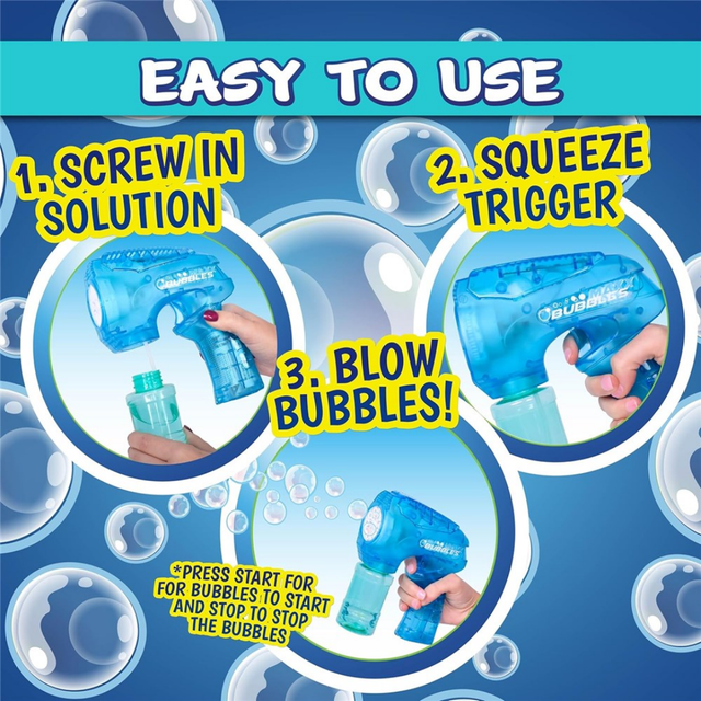 MAXX BUBBLES - BUBBLE BLASTER WITH LIGHT (3 asst'd colors)