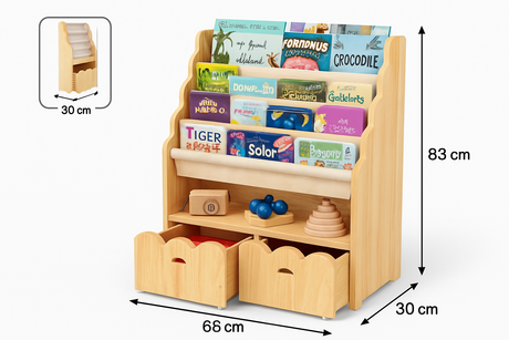 4 Tier Bookshelf & Drawers - Pre Order Early August