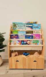 4 Tier Bookshelf & Drawers - Pre Order Early August