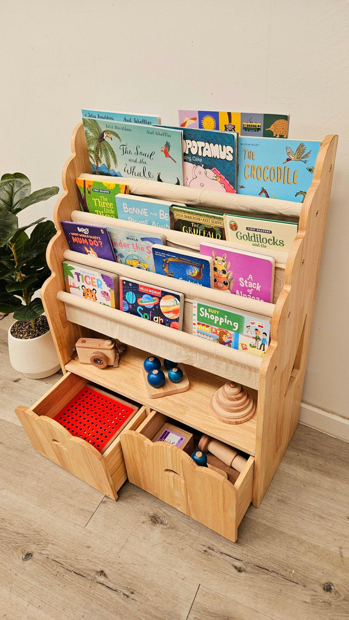 4 Tier Bookshelf & Drawers - Pre Order Early August
