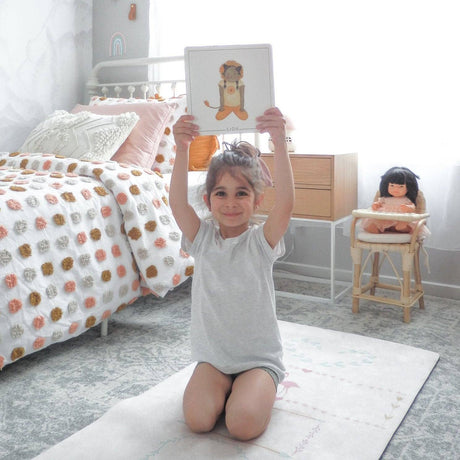 Mindful and Co Kids Yoga Flash Cards for Kids shown rolled or packed away