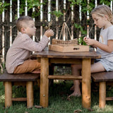 Qtoys Tree Benches Set of 2 recycled acacia hardwood