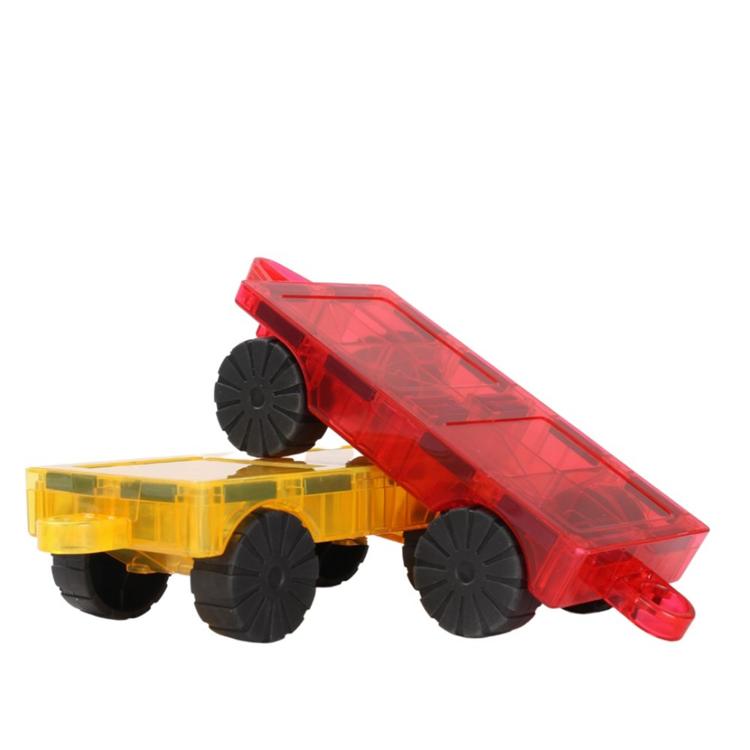 Close-up detail of the TileTek 2 Piece Car Base Pack magnetic tiles